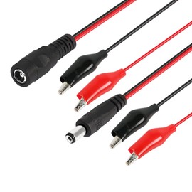 PNGKNYOCN Alligator Clip Jumper Probe to DC 5.5x2.1mm Male and Female Test Wre 18AWG Adapter Red and Black Wire Alligator Clip Test Wire 50 cm for Testing The Circuit (DC Male +DC Female)