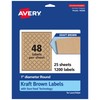 Avery Kraft Brown Round Labels with Sure Feed, 1" Diameter,