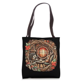 Cottagecore Rabbit Hedgehog Tea Party Tote Bag