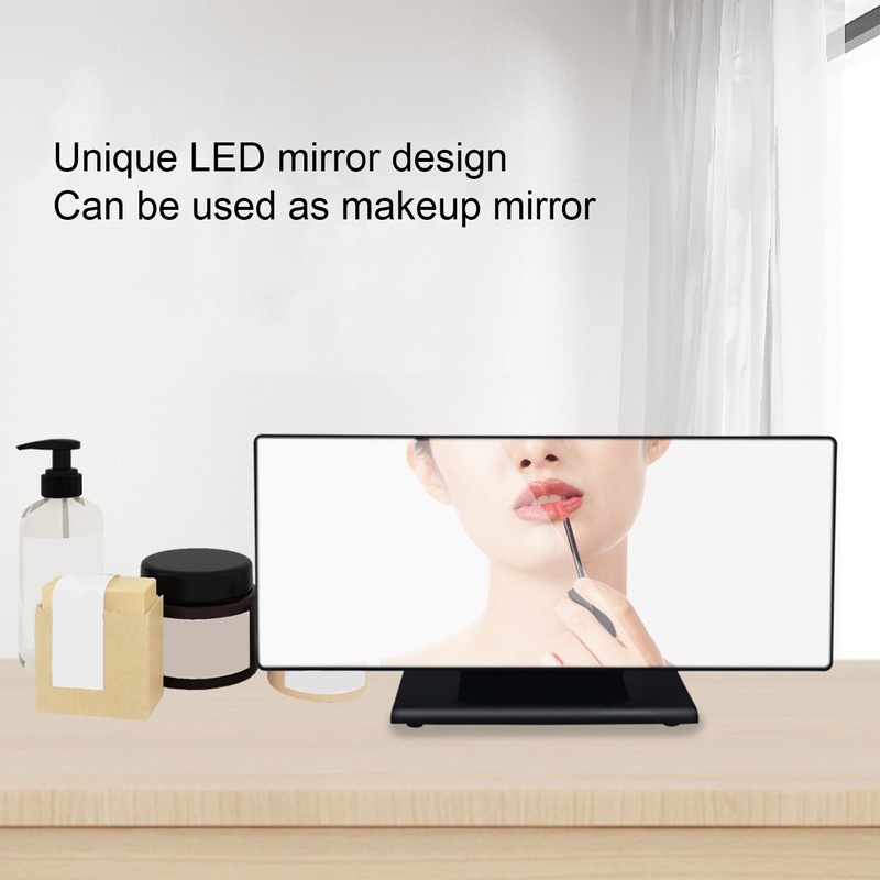 Digital Alarm Clock LED Mirror Screen USB Charging Automatic Dimming