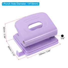 PATIKIL 6mm 2 Hole Paper Punch, Metal Hole Punch, 8 Piece Punch, Adjustable Hole Punch, for Office Home Supplies, Purple