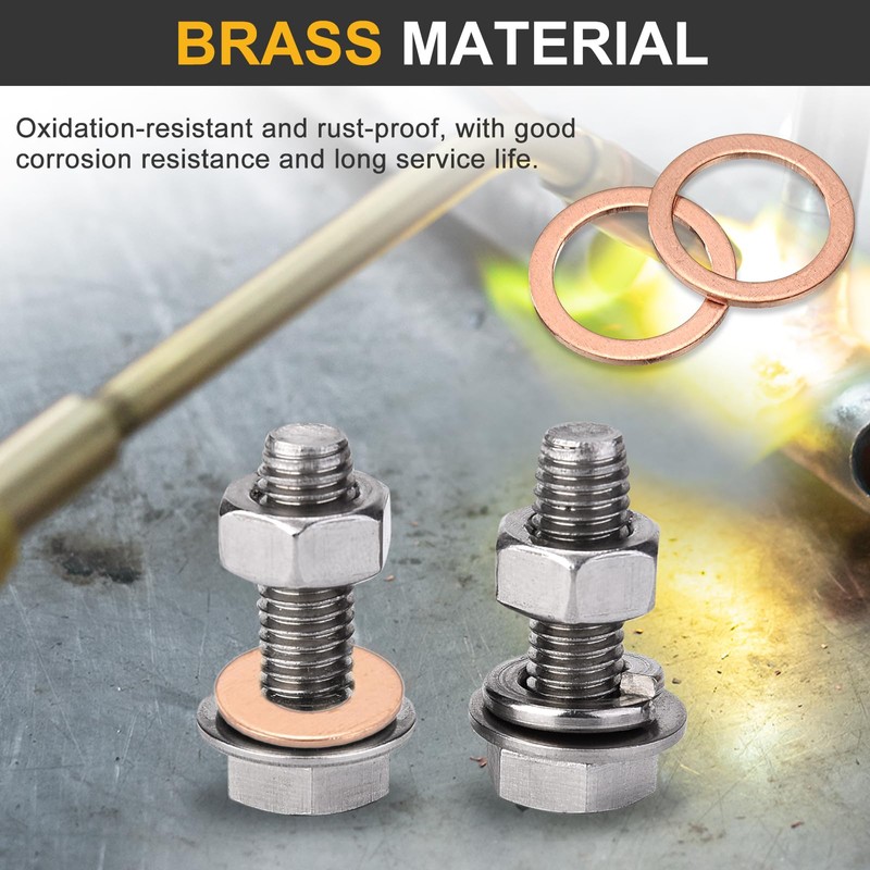 sourcing map M12 Flat Washer, 26 Pcs Copper Ring Flat