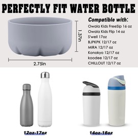 VIKIZUES Silicone Boot Compatible with Owala Kids Water Bottle 14/16 oz & S'well 17oz Water Bottle and More 12/17 oz Stainless Steel Water Bottles, Anti-Slip Bottom Protector Sleeve (Grey)