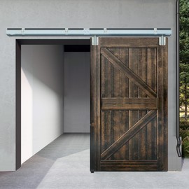 DIYHD 12FT Galvanized Steel Exterior Sliding Barn Door Hardware Kit, Heavy Duty Wall Mount Box Track for Outdoor, Fit Max Door Width 72in, MAX Load 300 lb