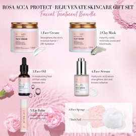 Mother's Day Gift, Spa Gifts 28pcs Rose Facial Skin Care Set for Women, Face Cream, Bath Oil, Serum, Shower Accessories - Bath and Body & Facial Kit - Birthday, Christmas, Valentine's, Bridal Shower