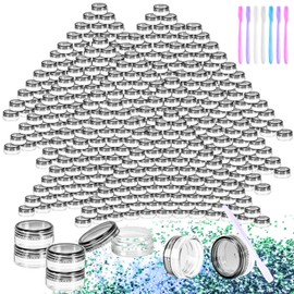 MotBach 200 Pack 3g Plastic Jars with Lids, 3ml Round Clear Cosmetic Containers Makeup Jars, 3gram Travel Size Container Jar with Spatulas for Makeup Sample Lotion Cream Ointment Salve Balm Powder