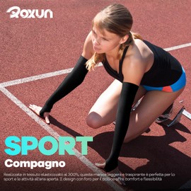 ROXUN 4 Paia Manghiette con Foro per Pollice Protezione UV Compressione Rinfrescante Copri Tatuaggi Uomini Donne 2 Nero+2 Bianco