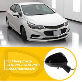 Motoforti 5Pin Right Passgener Side Mirror Replacement for Chevy Cruze 16-19 Sedan/Hatchback Power Door Mirror Assembly Heated Glass Manual Fold Gloss Black Replace# GM1321542