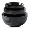 Hasense Porcelain Mixing Bowls of 3, Large Ribbed Black Bowls