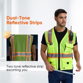 SRsafety High Visibility Vest, Security Vest with 9 Pockets,Mesh Safety Vest for Construction Workers Sanitation Workers