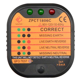 VOANZO Socket Tester,220-250V Plu-g Tester,Electric Rcd Outlet Tester,Circuit Polarity Voltage Detector for Power Socket Wiring Detection Socket Test Safety Inspection