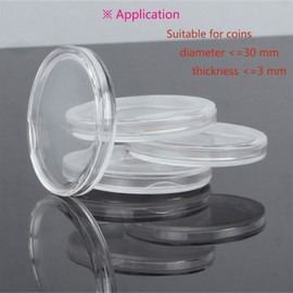 OFKPO 100PCS Transparent Coin Collection Holder, 30MM Round Coin Capsules Protector