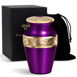 Solace Forever - Urnas pequeñas para cenizas humanas, mini urna conmemorativa decorativa para mujeres y hombres, urna de recuerdo púrpura para cenizas, urna de recuerdo personal para tus seres