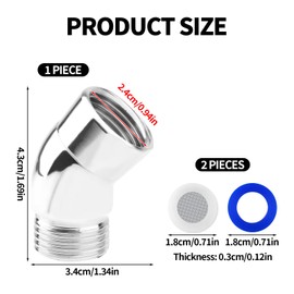 Shower Head Elbow Adapter, 135 Degree Solid Copper Spray Head Swivel Angle Adapter Handheld Hose Pipe Arm Extension Connector for Bathroom Handheld and Fixed Showers