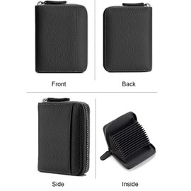 Women's Purse with RFID Protection, Small Genuine Leather, Women's Purse with Zip and Many Compartments, Mini Wallet Women's Small for Women Girls, 01-black, S, Casual