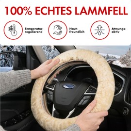 Walser Lambskin Steering Wheel Cover Car, 100% Lambskin Steering Wheel Protection Car, Car Steering Wheel Cover, Steering Wheel Cover, Car Winter Accessories, Steering Wheel Cover Winter, Steering