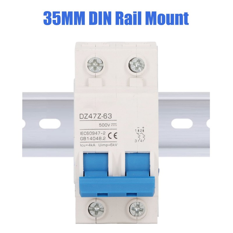 2P Mini DC Circuit Breaker 4kA Icu 6kV Uimp Fast