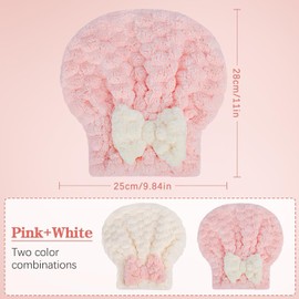 Zhangjunfle Microfibre Hair Drying Turban Towel Cap, 2 Pack Absorbent Hair Wrap with Bow-Knot,Elastic Microfiber Drying Hair Caps,Absorbent Hair Drying Cap Turban Towel