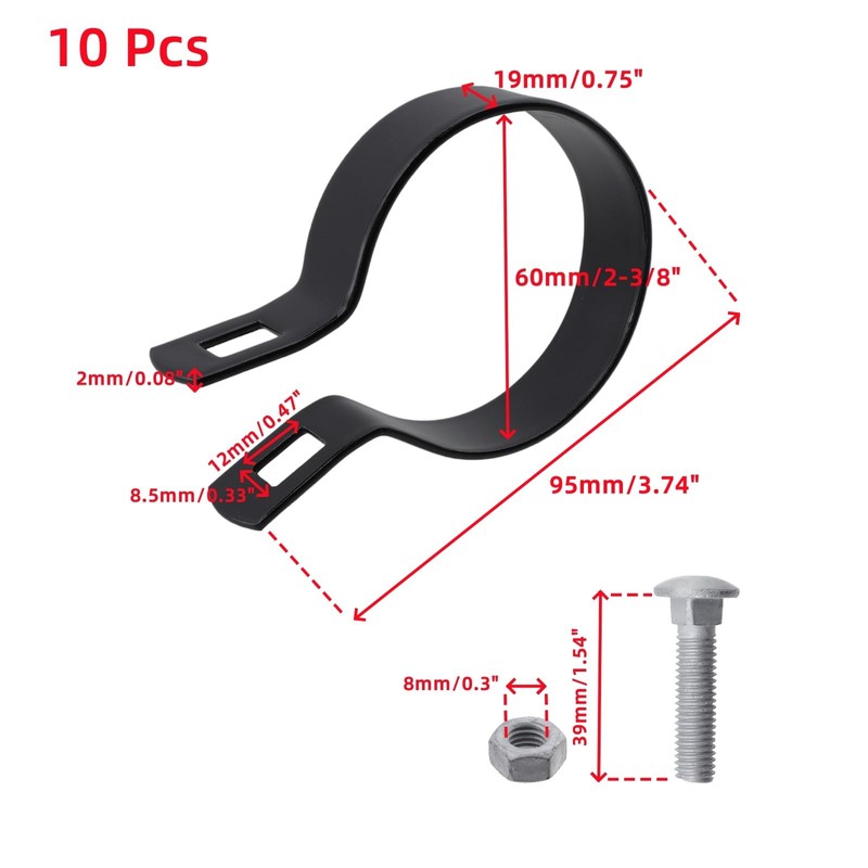Oedema 10 Pcs Chain Link Brace Band Black Durable Iron