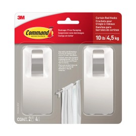 Command Curtain Rod Hooks [Removable]: 2-pack (Black) [4-sets]