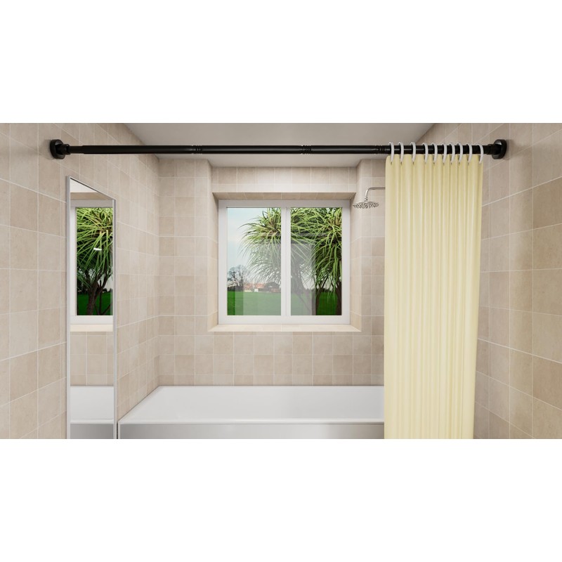 1 Piece Stainless Steel Curtain Rod Without Drilling, Adjustable Telescopic