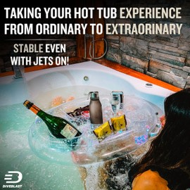 DIVEBLAST DIVEBLAST: Transparent Floating Drink Holder for Pool, Hot Tub Accessories for Adults - Holds Up to 50 LBS - Glitter Fun Swimming Pool Accessories for Adults, Cool and Unique Drink Floaties