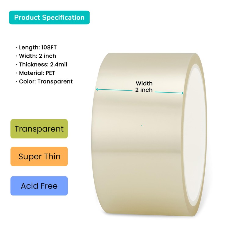 SICCOMA Clear Book Repair Tape for Torn Pages 2 Inch