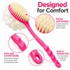 2-in-1 Long Handle Bath Brush with Soft Loofah & Bristles,