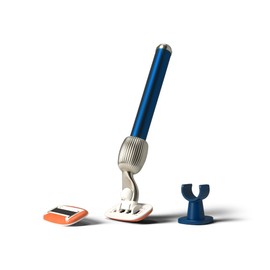 Fler The Razor Starter Set - Women's Razor with Interchangeable Razor Heads, Razor with Holder and 2 Replacement Blades, Unisex Razor, Razor Blades with Aloe Vera, Vitamin E (Midnight Blue)