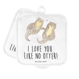 Mr. & Mrs. Panda Pot Trivet Otter Hands Holding – Gift, Pot Holder Set, Pot Gloves, Oven Gloves, Love, Otter