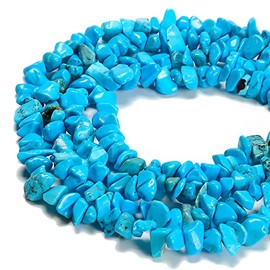 PLTbeads Gemstone Chips Natural Blue Turquoise 3-5mm Healing Crystals Waist Bracelets Necklace Kit Irregular Stone DIY Crafts Design Jewelry Making Approxi 32 inch