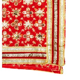Decorative Chunari Silk Cloth Pooja Chunni Puja Indian Traditional Festival Decor Decorations Chunr MATA Ki Chunri for Statue Chowki Aasan Mat Poster Frame (Red, 18 Inches X 12 Inches)