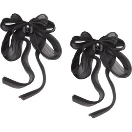 2 Oversized Black Mesh Hair Ribbon Bow for Women, Bow Hair Claw Clip Set, Ponytail hair clip Accessories (Black, One size)