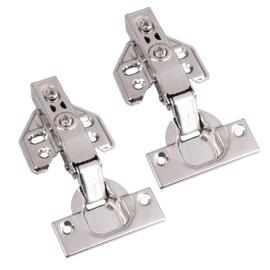 Ilyapa Soft Close Cabinet Hinges Satin Nickel, 2 Pack - Frameless Full Overlay Kitchen Cabinet Door Hinges Hardware