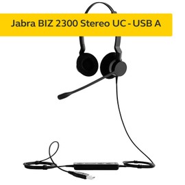 Jabra BIZ™ 2300 USB Duo wired headset with mute-button and volume control on the cord
