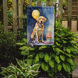 Caroline's Treasures Yellow Labrador Retriever Happy Birthday Garden Flag Mailbox Flag Decorative Yard Flag Banner Outside Patio Artwork Yard Flower Beds, Garden Size, Multicolor
