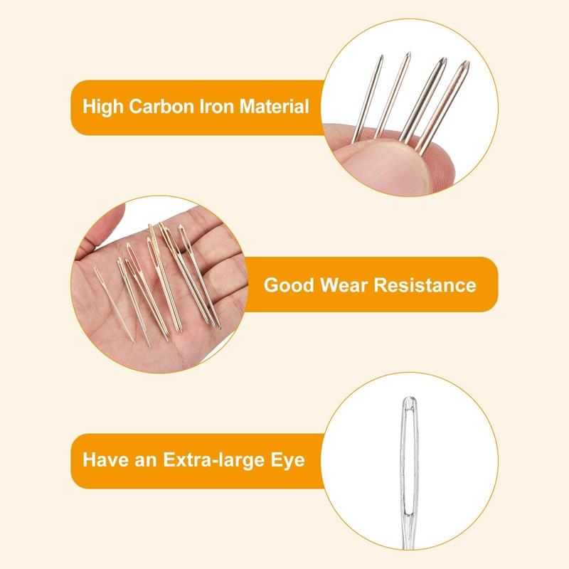 sourcing map 60 Pcs Large Eye Sewing Needles, 2.36 Inch