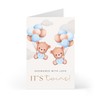 Prezzeluna Twin Boys Baby Shower Card for New Parents –