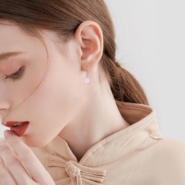 925 Sterling Silver Rose Quartz Leverback Earrings Dangle Drop Jewelry Gifts for Women (Rose Quartz)