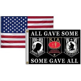 K's Novelties 3x5 Wholesale Combo USA American & POW MIA Powmia All Gave Flag 3'x5' 2 Pack Set