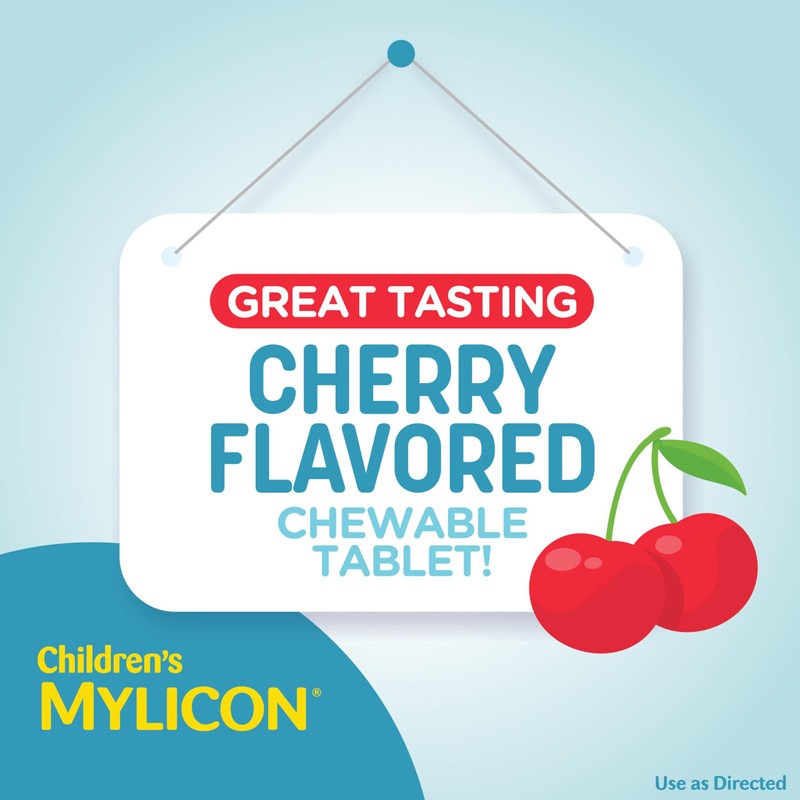 MYLICON Children's Tummy Relief for Kids, 24 Cherry Flavored Chewable