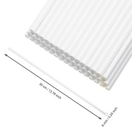 PPhtony 50Pcs Cotton Candy Sticks 13.8 inch Solid White Cotton Candy Cones Holders Paper Straw Cones for Wedding Birthday Christmas Party Candy Making (50)