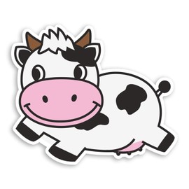 2 x 10cm Happy Cow Vinyl Stickers - Farm Kids Fun Cartoon Laptop Sticker #20790 (10cm Wide)