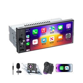 6.9" Single DIN Car Stereo with Apple CarPlay & Android Auto, IPS Touch Screen Car Radio with 1080P Backup Camera, Bluetooth Hands-Free, Mirror Link, GPS Navigation, AM/FM, EQ, SWC