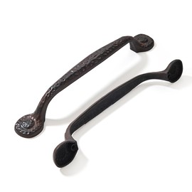 CABDM 10 Pack Rustic Black Cabinet Pulls,Antique Black Cabinet Pulls Hammered Cabinet Pulls Kitchen Cabinet Hardware Vintage Pulls for Drawers 5 Inch (128mm) Hole Center