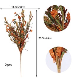 HUAESIN 2PCS Dried Flowers Natural Dried Flowers Bouquet Fake Silk Handmade Flowers Bouquets Plastic Paper Floral Arrangements for Wedding Home Office Party Hotel Restaurant Decoration Brown