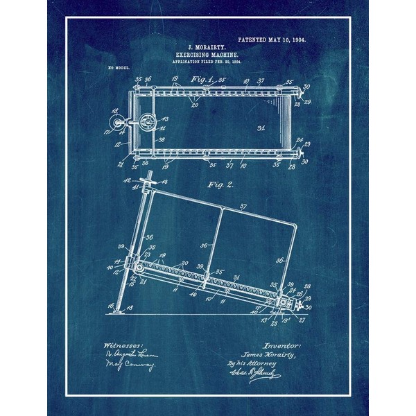 Treadmill Patent Print Midnight Blue with Border (24" x 30")