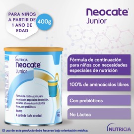 Neocate Junior, Fórmula de continuación para niños con necesidades especiales de Nutrición a partir de 1 año, lata de 400 g