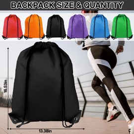 COIDEA Drawstring Backpack 6 Colors Drawstring Bags, Draw String Back Bag Drawstring Bags Bulk for Sports, Gym, Travel, Swimming, Beach (6 PACK)