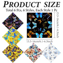 CREATCABIN 6 Packs Thickened Glasses Cleaning Cloth Elegant Flower Design Microfiber Cleaning Cloth Multi-Colored Eyeglass Cleaning Cloths Soft Wipes for Reusable Eyeglass Phone Screens 6.1x6.1 Inch